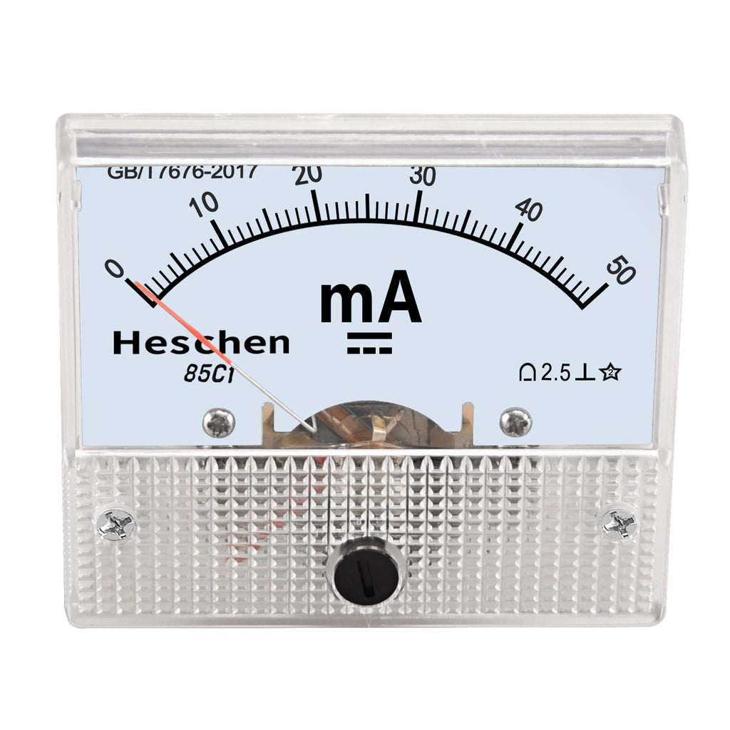 Heschen 85C1-50mA Rectangle Panel Mounted Current Meter Ammeter Tester DC 0-50 mA Class 2.5 White
