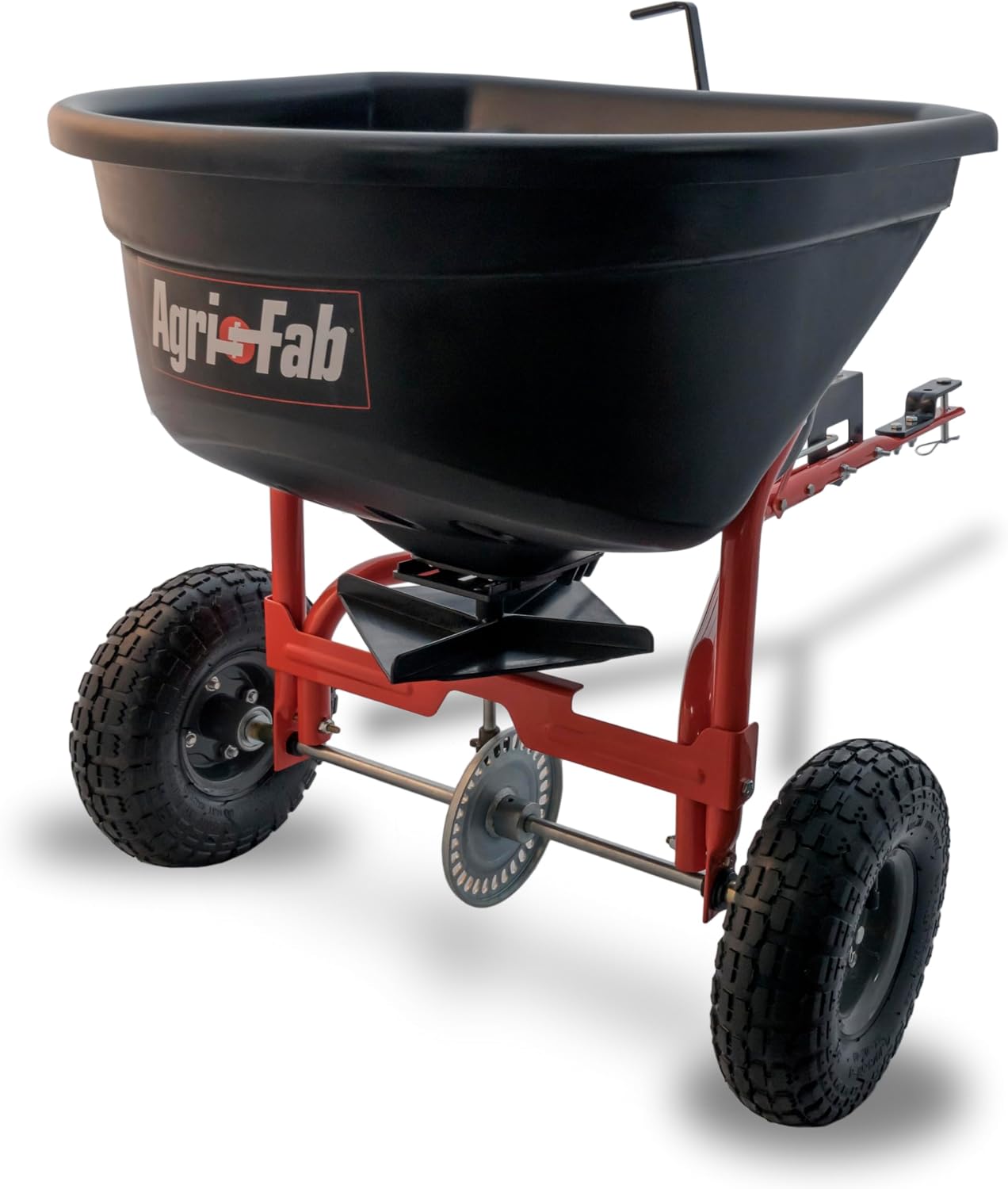 Tow Behind Broadcast Spreader for Seed, Fertilizer, Salt and Ice Melt, 110 lb Capacity Lawn and Garden Spreader with