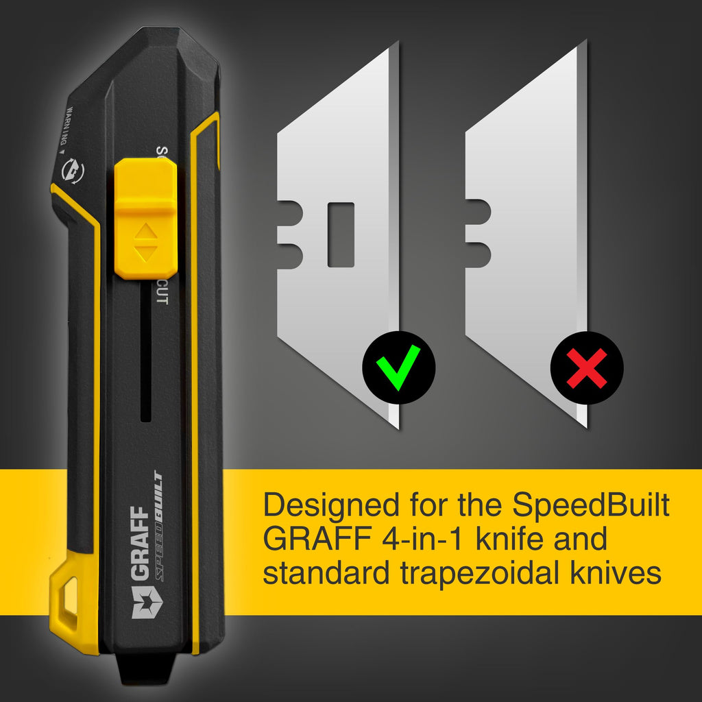 Replacement Trapezoidal Blades for 4-in-1 Utility Knife – 25 Pack SK5 Carbon Steel Utility Knife Blades, Box Cutter