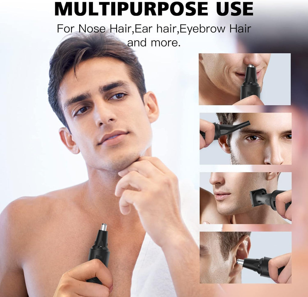 Nose Hair Trimmers for Men，Rechargeable Hair Trimmer 3 in 1 Painless Multifunctional Ear and Nose Hair Trimmer with