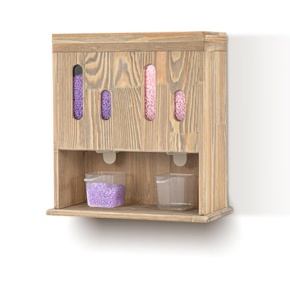 Wood Scent Bead Dispenser, 2-in-1 Wall-Mounted Laundry Beads Dispenser & Powder Laundry Detergent Dispenser, Powder