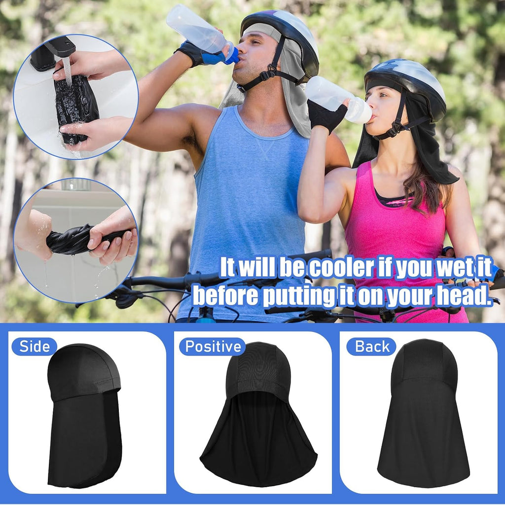Helmet Liner with Neck Mask, Cooling Skull Cap Sweat Wicking Cap with Tail Sun Cycling Running Neck Protection Hat