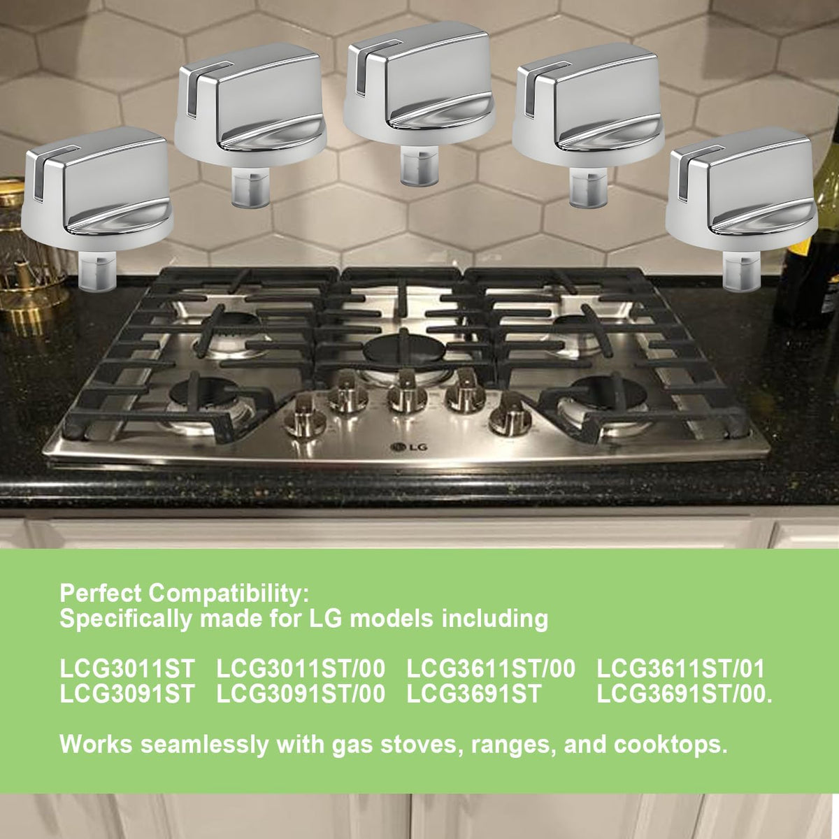 5Pack AEZ73293801 Burner Control Knob Compatible with LG Gas Range