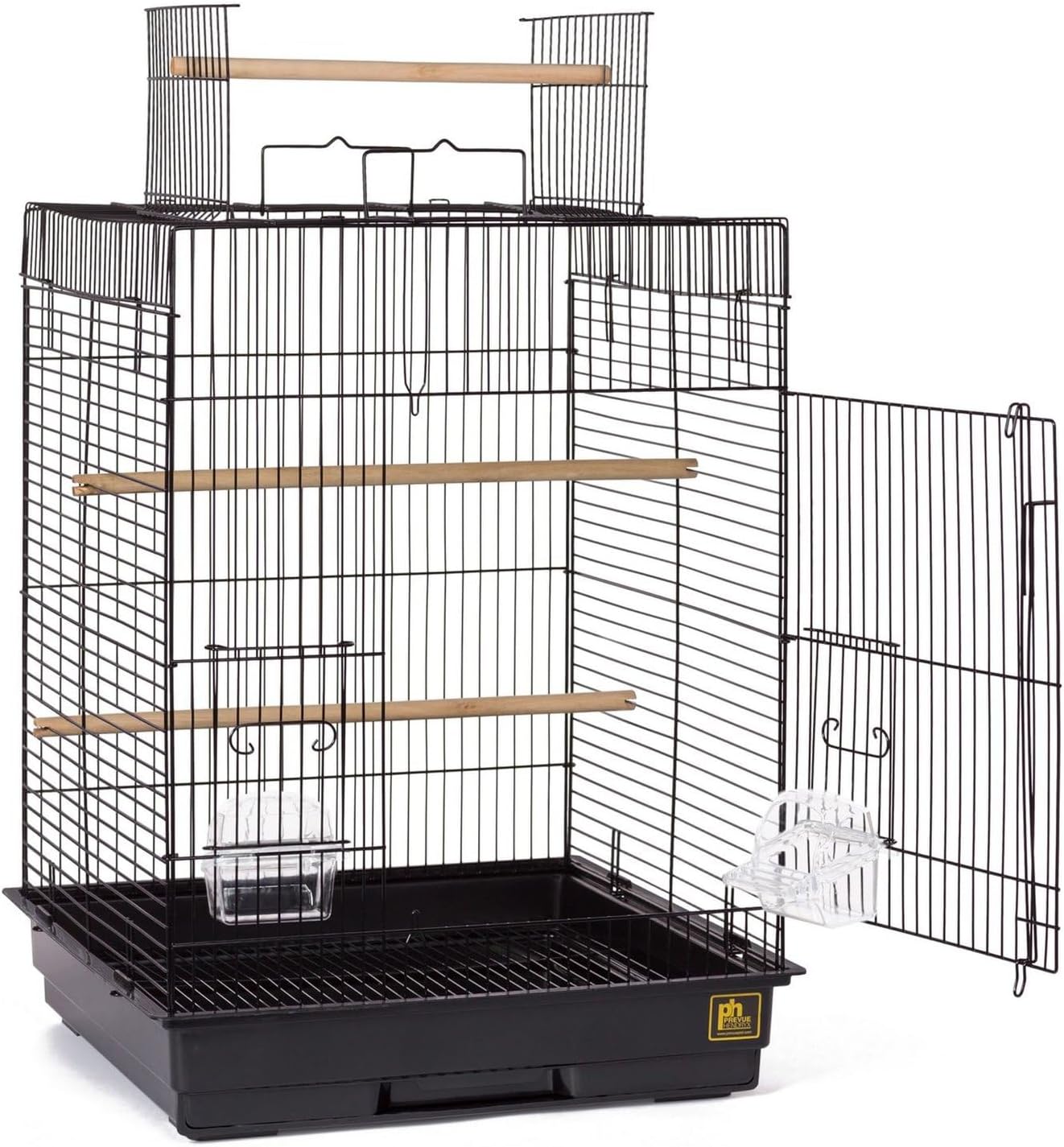 Top Opening Bird Cage - Black | Stand Alone Indoor Birdcage for Parakeets, Cockatiels, Conures, Lovebirds, and