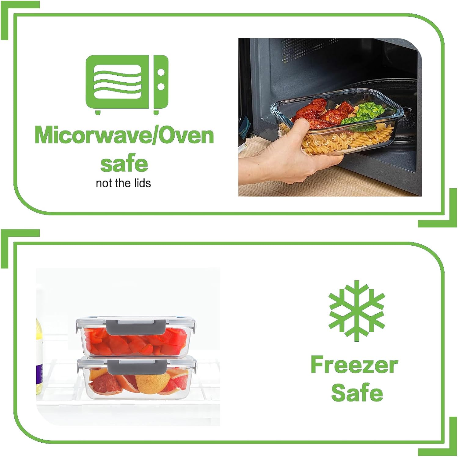 24pc Borosilicate Glass Food Storage Containers with Snap Locking Lids, Glass Meal Prep Containers, Airtight Lunch