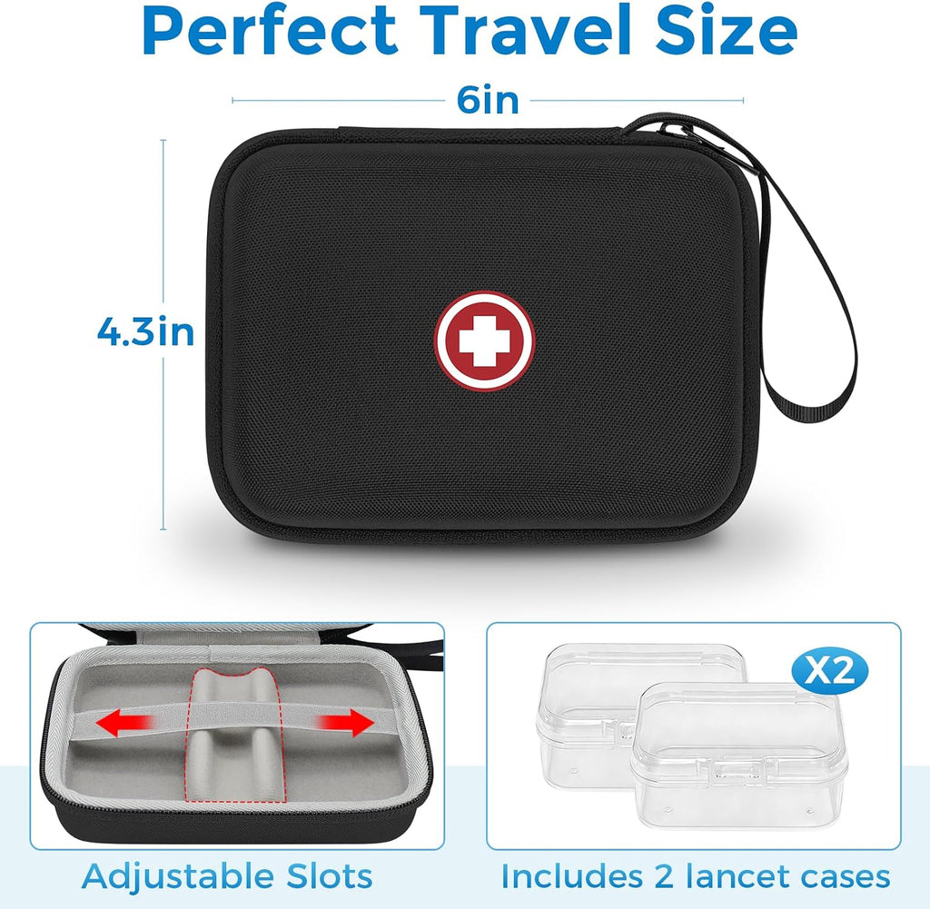 Diabetic Supplies Travel Case, Carrying Case Organizer for Diabetes Testing Kit, Blood Glucose Monitor Kit with
