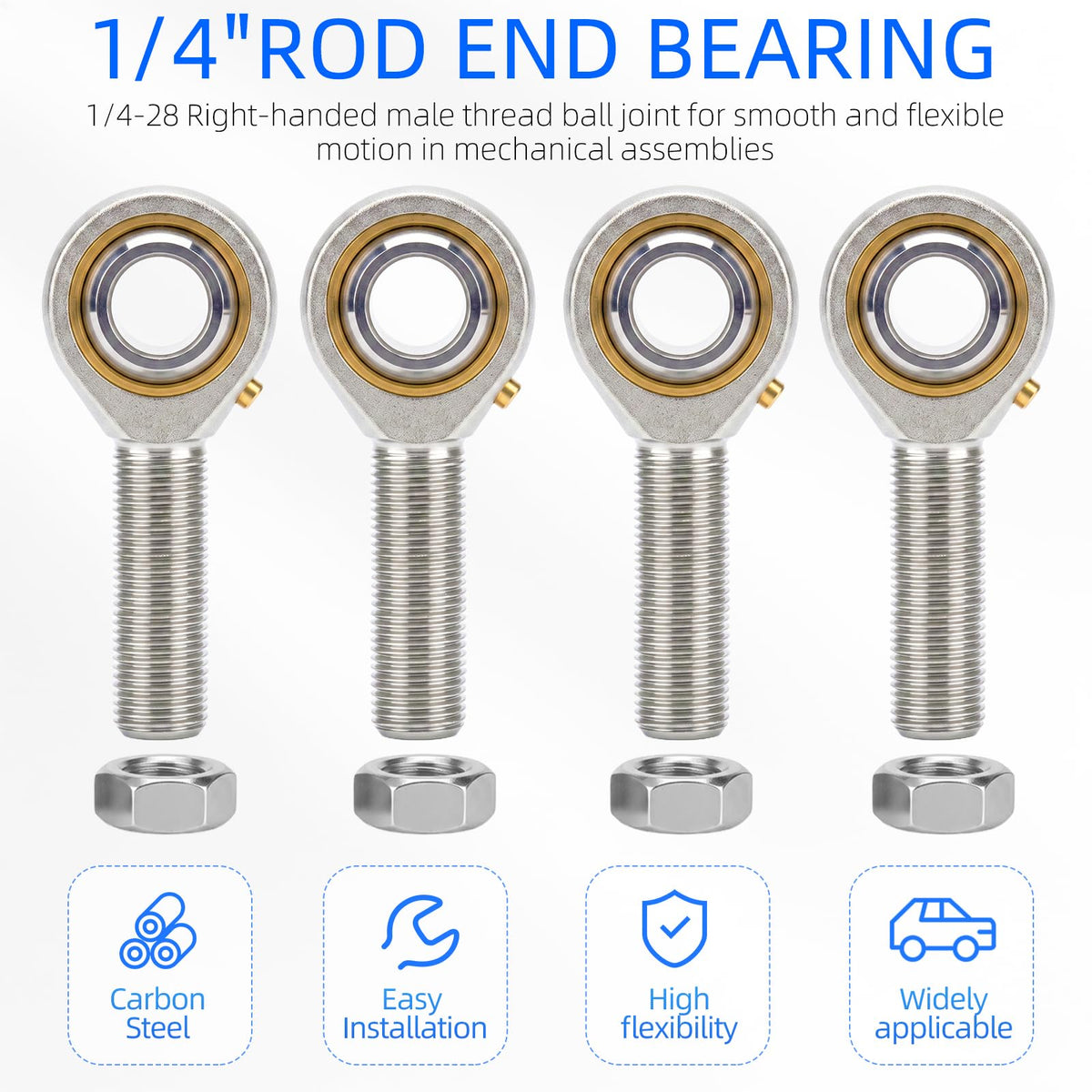 YIFUOK POSB4 Rod End Bearing 1/4" Bore 1/4-28 Right Hand Thread