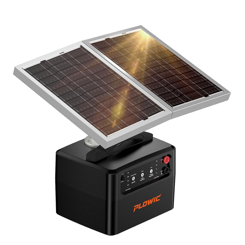 Solar Electric Fence Charger for Livestock: 30 Miles Solar Fence Charger, 12KV 1.5J Output Electric Fence Energizer