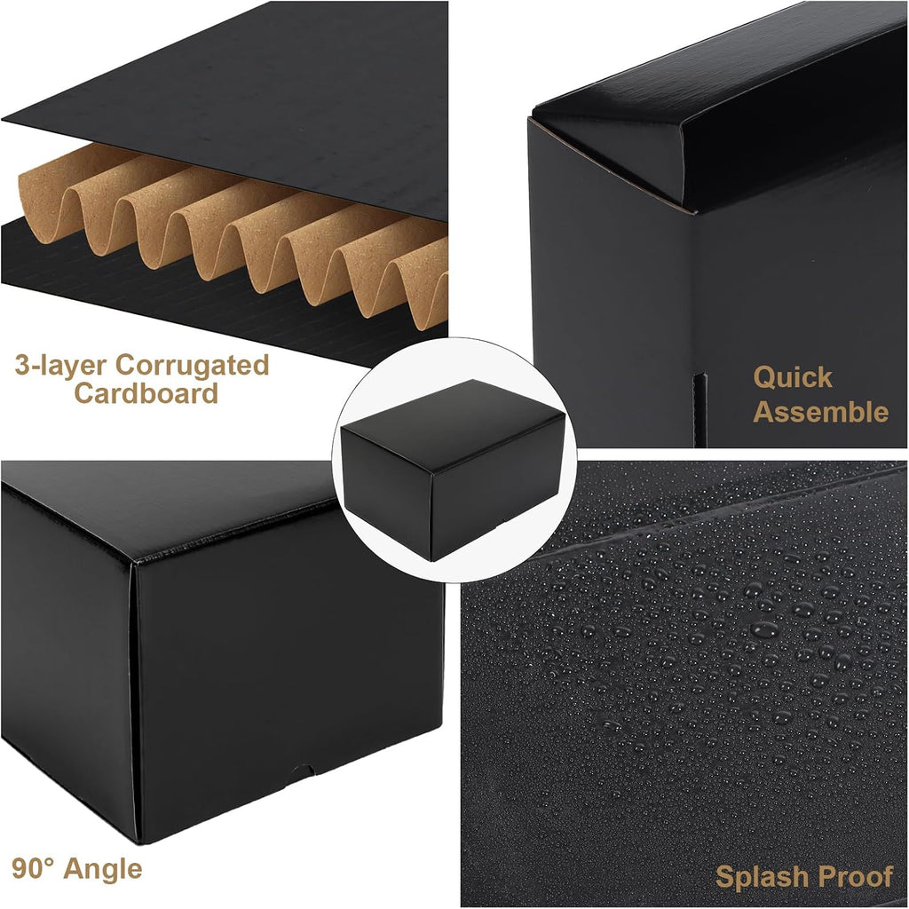 10x7x5 Black Shipping Boxes Set of 20 Corrugated Cardboard Mailer Boxes for Packaging Small Business Mailing Gifts