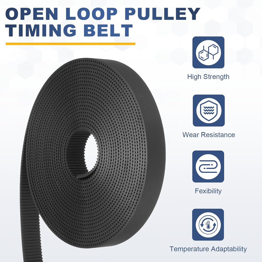 Polyurethane PU Steel Cord 2GT Timing Belt 15mm x 5m(16.4ft)