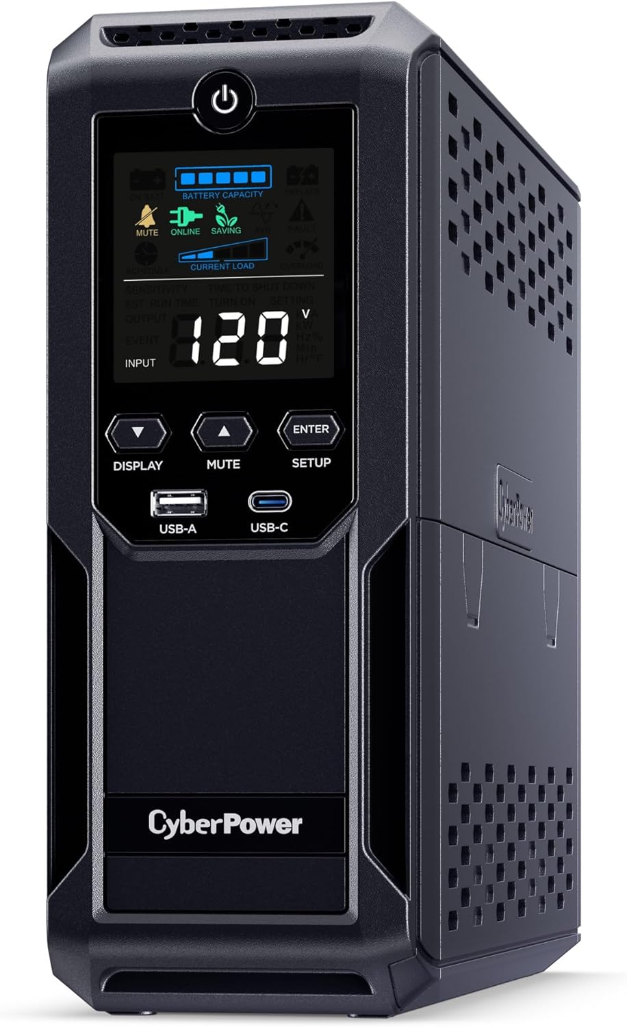 CP1500AVRLCD3 Intelligent LCD UPS Battery Backup | 1500VA/900W, 12 Outlets, 2 USB Ports, AVR, Mini Tower, UL Certified