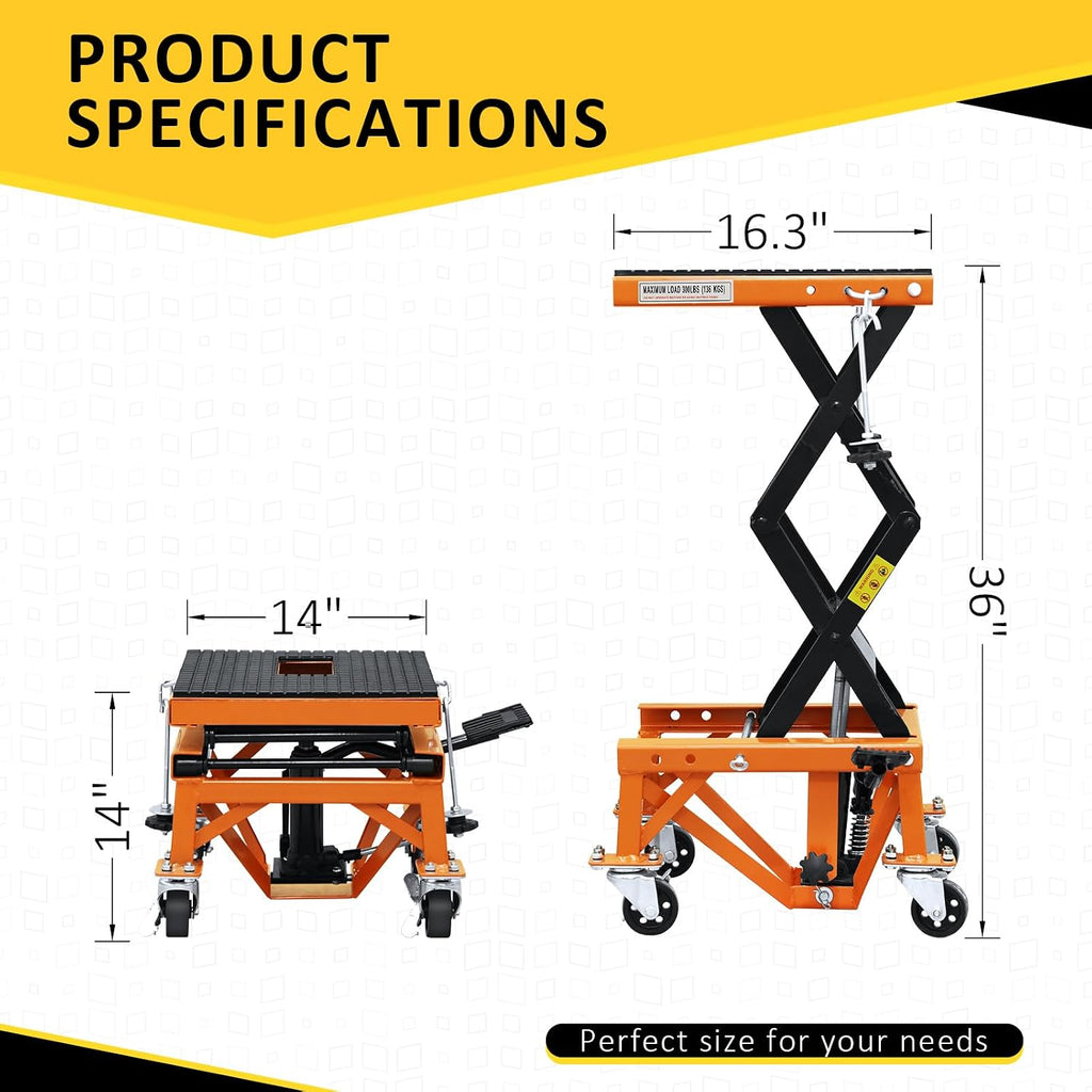 Hydraulic Motorcycle Lift Table, 350 LBS Heavy Duty Ultra-Stable Motorcycle Scissor Jack Stand Fit for Motorcycle