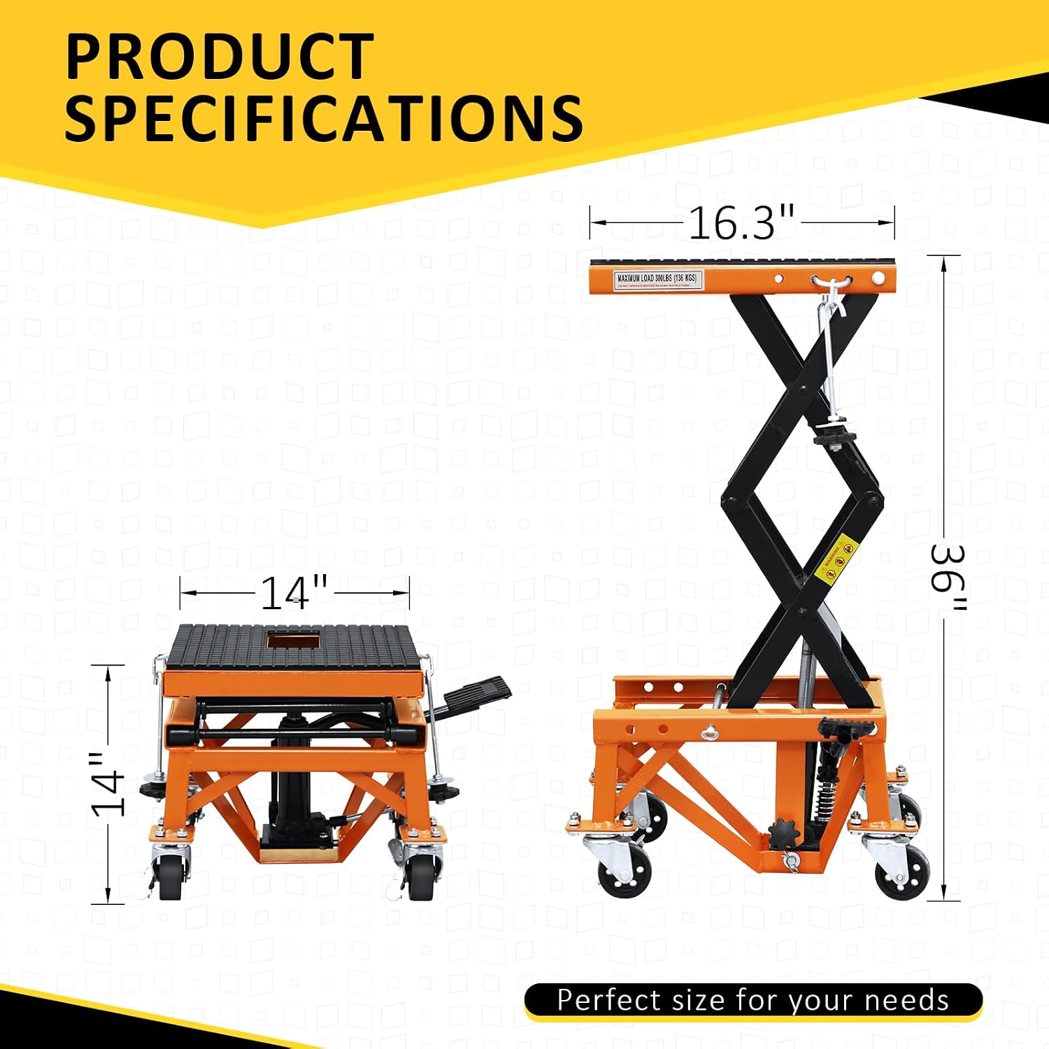 Hydraulic Motorcycle Lift Table, 350 LBS Heavy Duty Ultra-Stable Motorcycle Scissor Jack Stand Fit for Motorcycle
