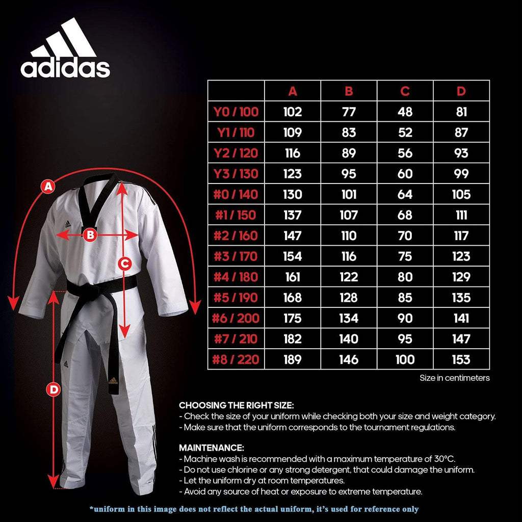 adidas ADI-START II World Taekwondo Approved Taekwondo Dobok Uniform - Black V-Neck