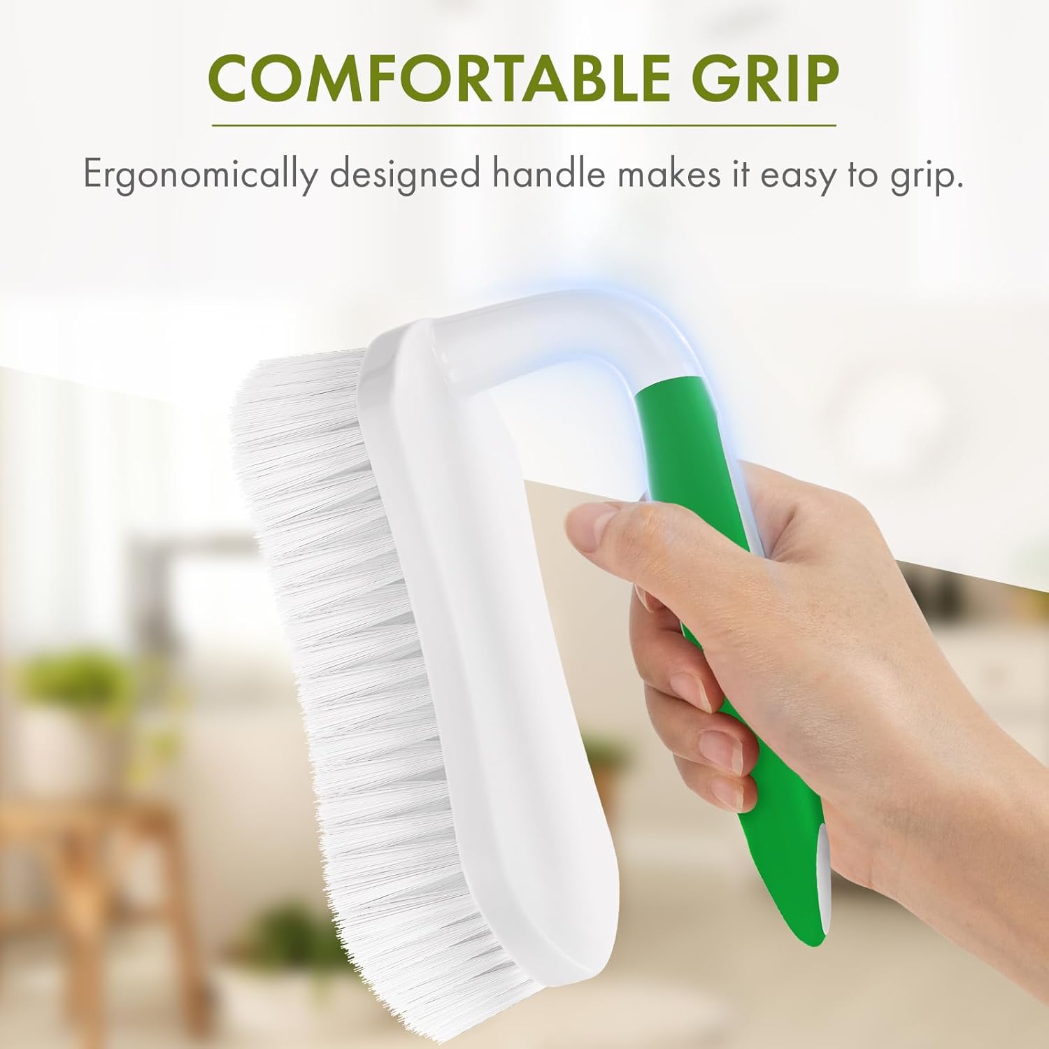 Scrub Brush for Cleaning Comfort Grip Shower Scrubber Stiff Bristles with Handle Heavy Duty Cleaner Brush for Tub