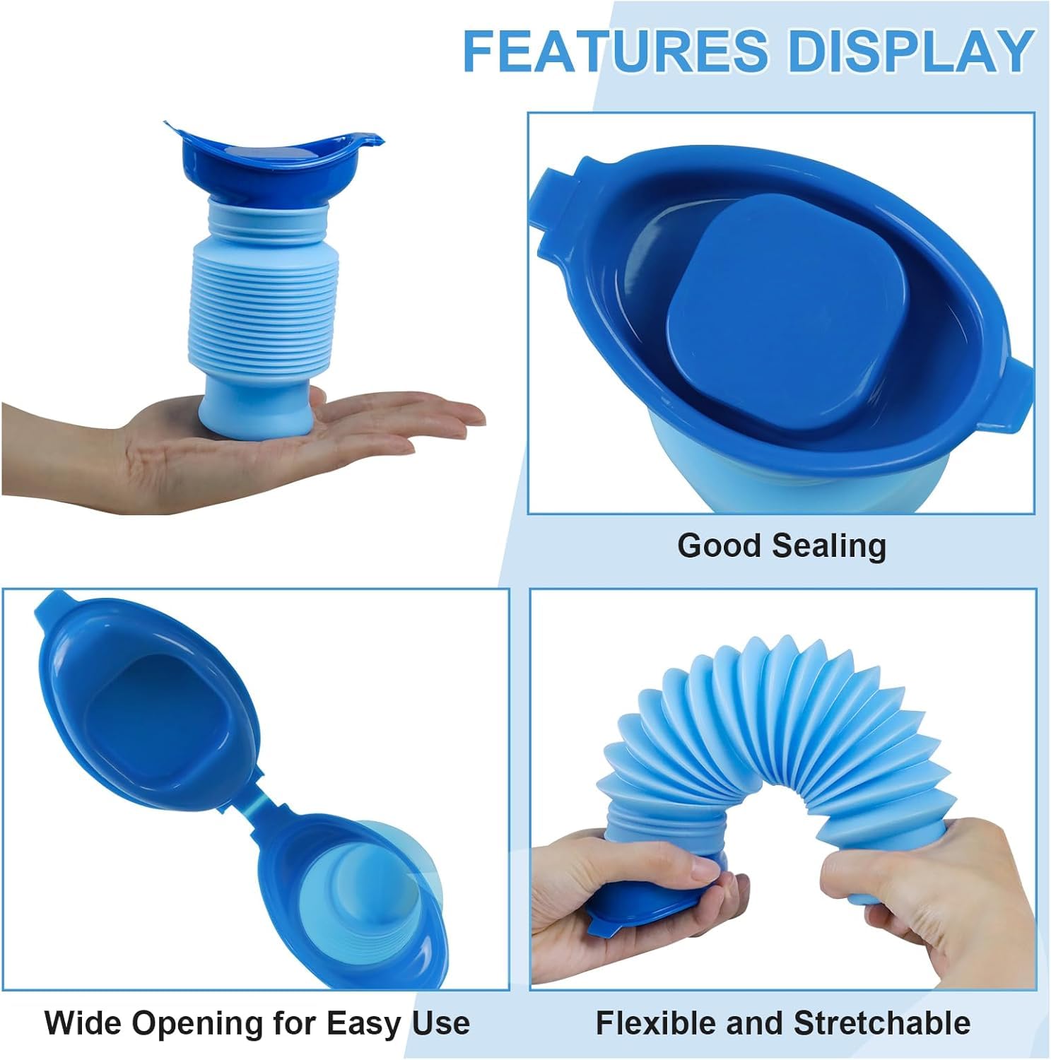 Pee Bottles for Men and Women, Adjustable Emergency Urinal 750ml, Car Pee Bottle, Portable Toilet for Car, Shrinkable