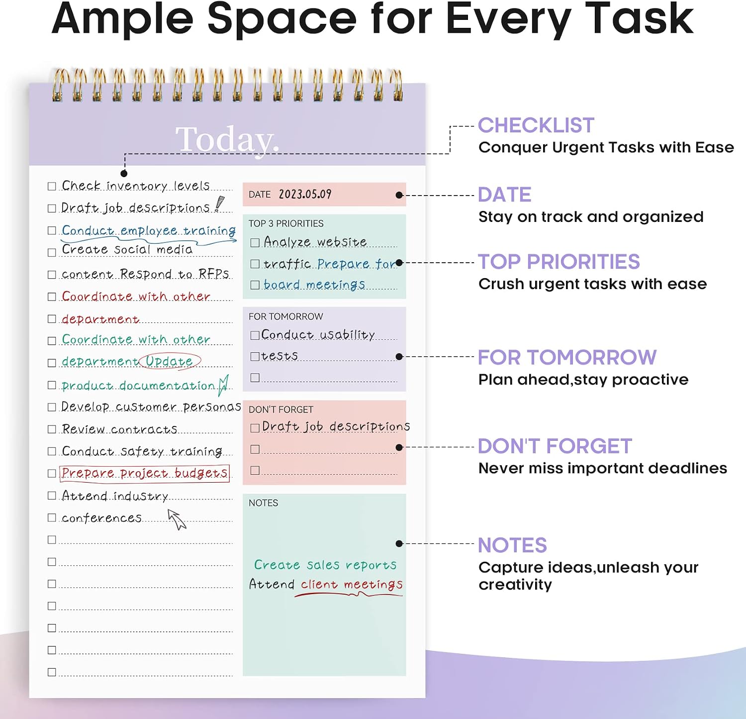 To Do List Notepad - To Do List Notebook for Work with 52 Sheets, 9.8" x 6.5", Undated Daily Planner Perfect for