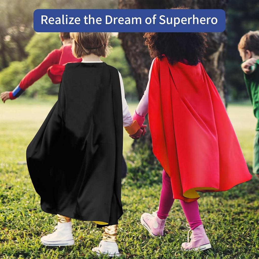 Superhero Capes for Kids, Hero Caps and Masks for 4-12 Year Old Boys Girls | 4 Pack Cartoon Dress Up for Holiday