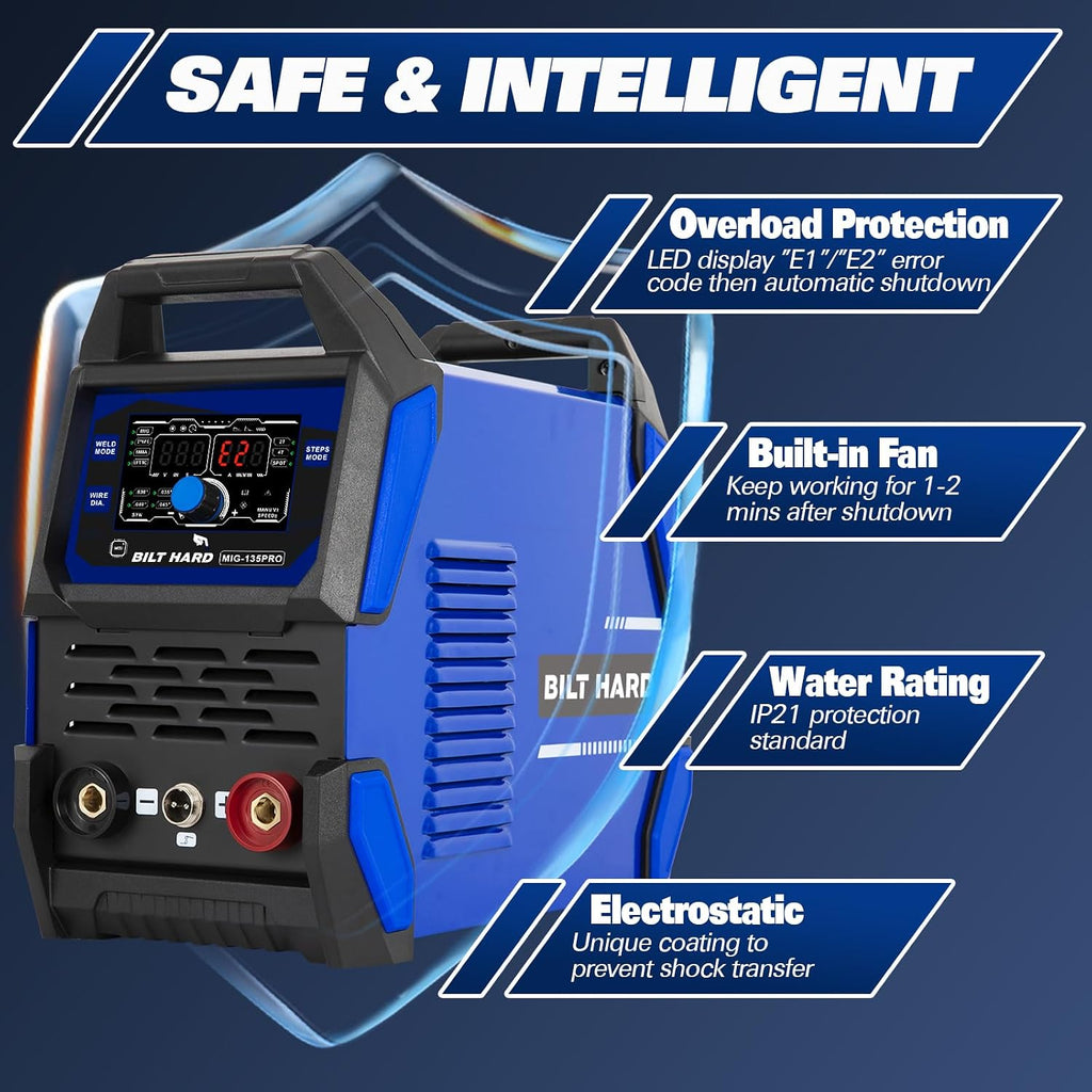 135A 3-in-1 IGBT Inverter Welder, 110V Flux Core MIG/Lift TIG/Stick Welding Machine with Synergic Control, LED
