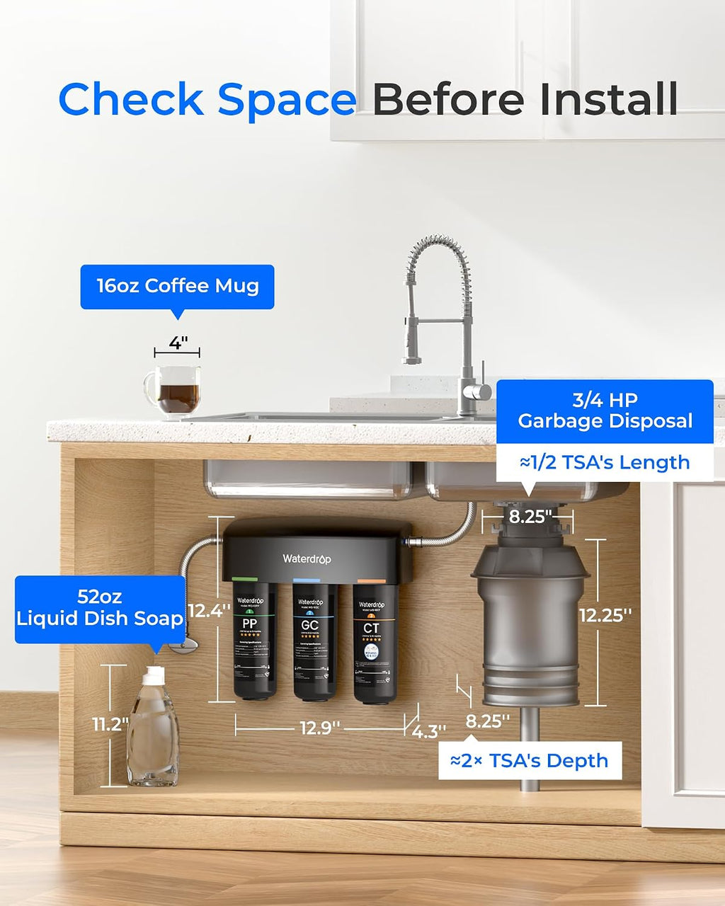 TSA 8 Layer Under Sink Water Filter System, NSF/ANSI 42 Certified