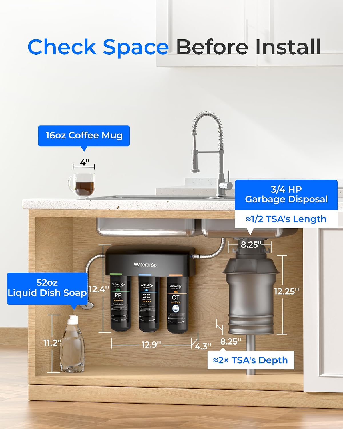 TSA 8 Layer Under Sink Water Filter System, NSF/ANSI 42 Certified