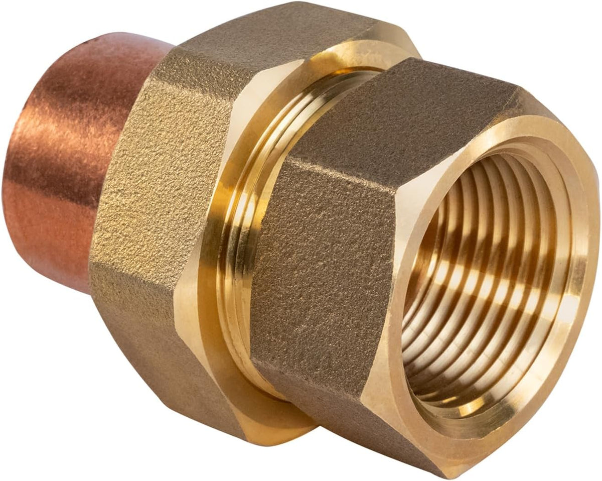 Everflow Supplies CCFU0034-NL 3/4" No Lead Copper Union Fitting with Sweat to Female Threaded Connects