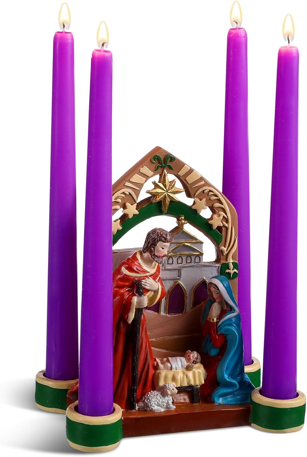 Nativity Advent Decorations Advent Candle Holder Holy Family Nativity Scene with Arch Candle Holder Religious Decors