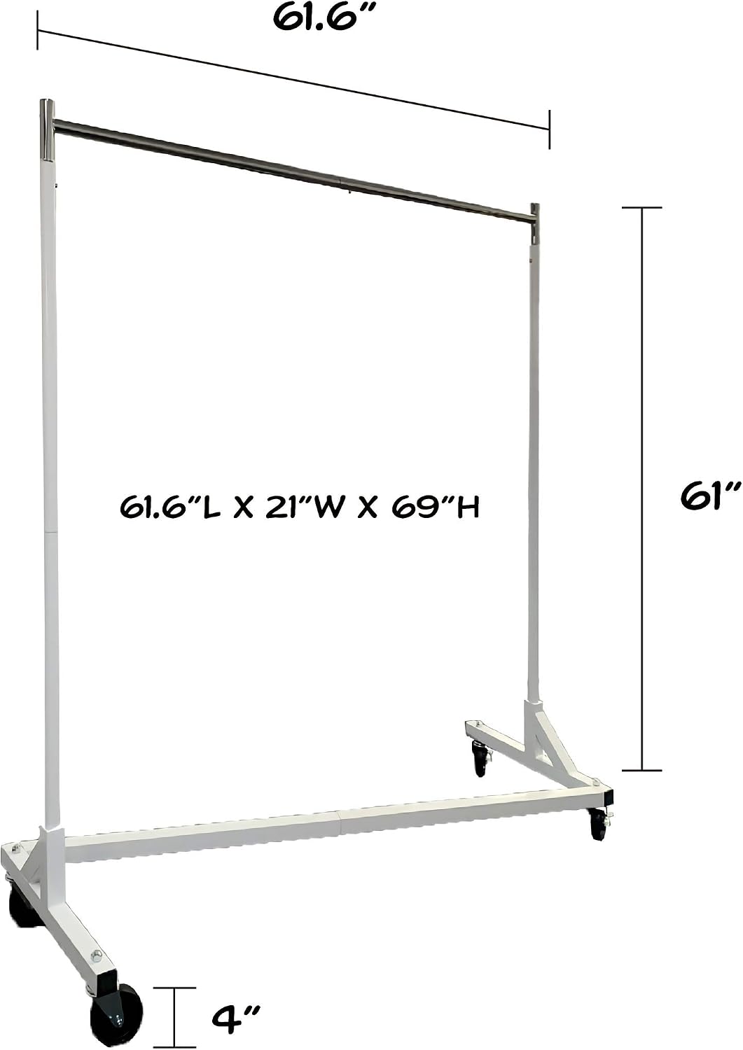 Heavy Duty 400lb Load Garment Clothing Z Rack - Rolling Garment Z Rack for Home, Retail Display, Durable Square