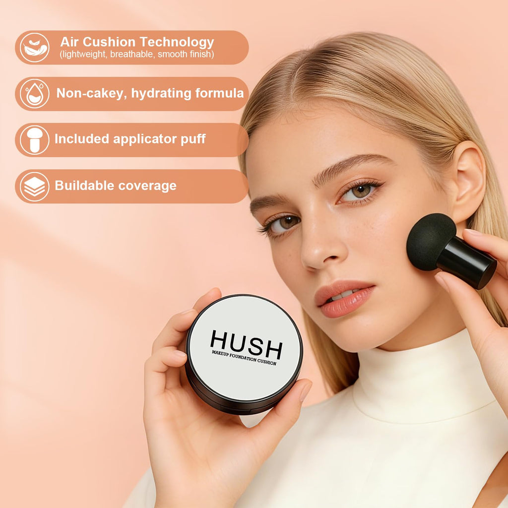 Natural Glow - Ideal for Light/Medium Complexions, Mushroom Head Air Cushion CC Cream - BB Cream Foundation for Older