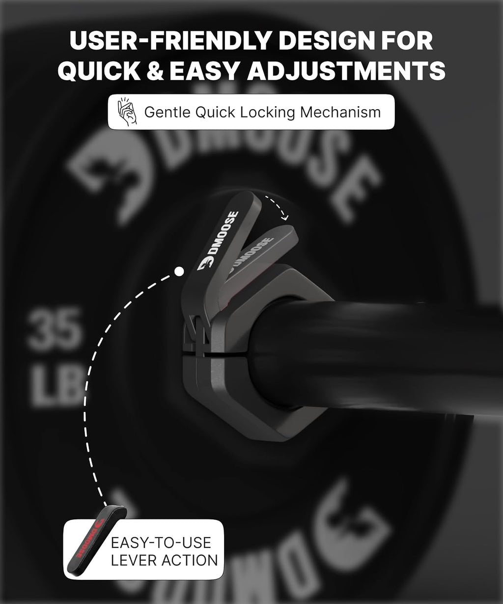 Barbell Clips 2 Inch (Pair) - Quick Release Olympic Barbell Clamps & Collars with Anti Slip TPR Grip for Secure