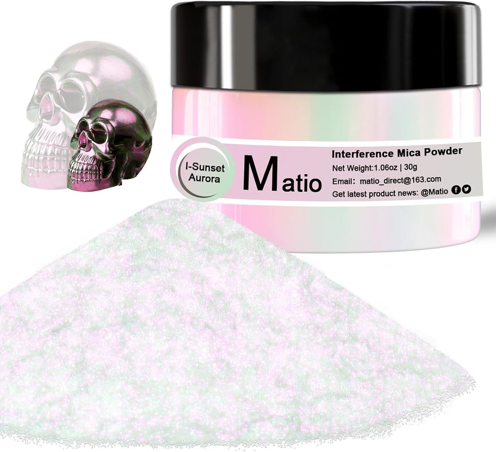 Interference Mica Powder, 1.06oz/ 30g Sunset Aurora Chrome Powder | Pearlescent Effect Color Shift Pigment for Epoxy