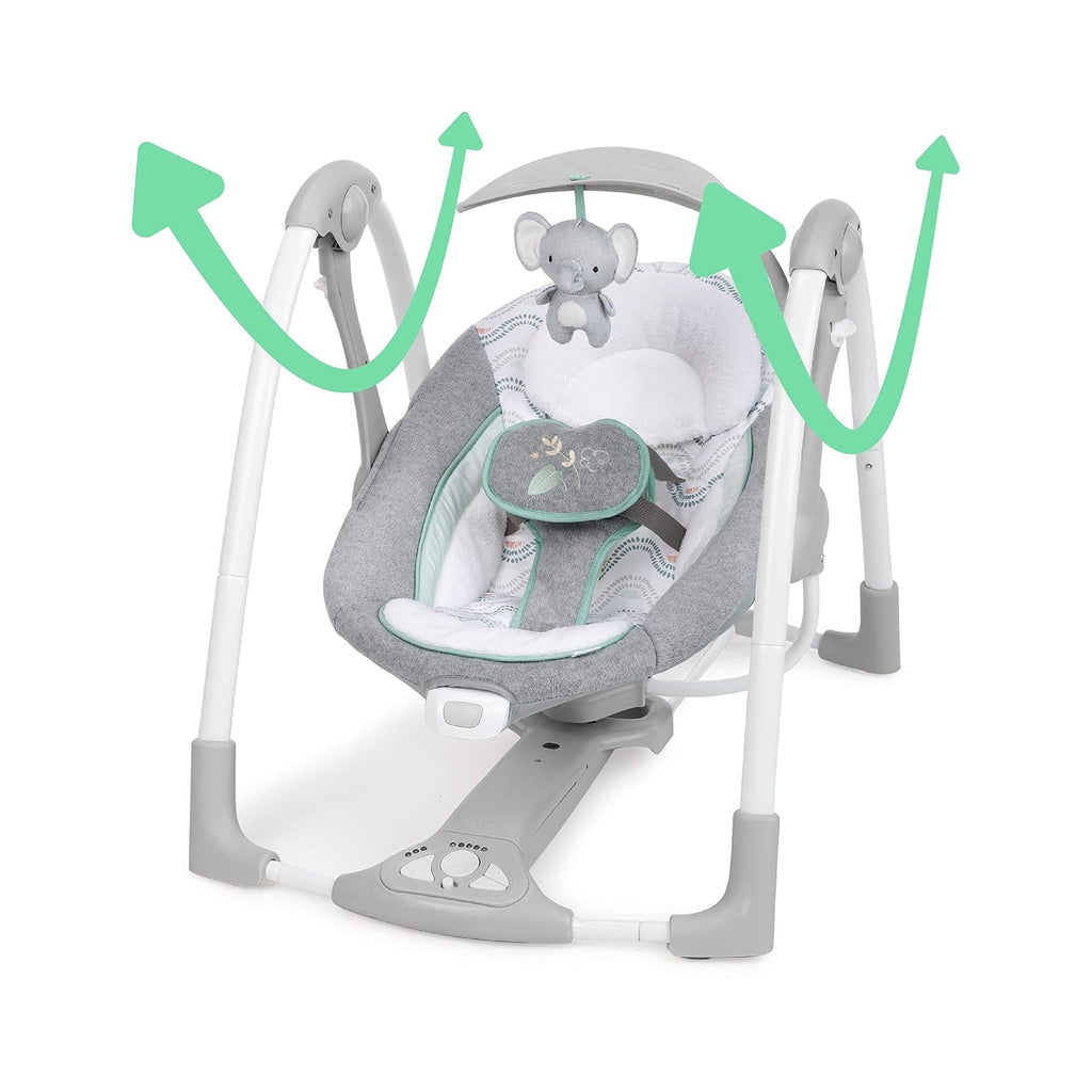 ConvertMe 2-in-1 Compact Portable Automatic Baby Swing & Infant Seat, Battery-Saving Vibrations, Nature Sounds, 0-9