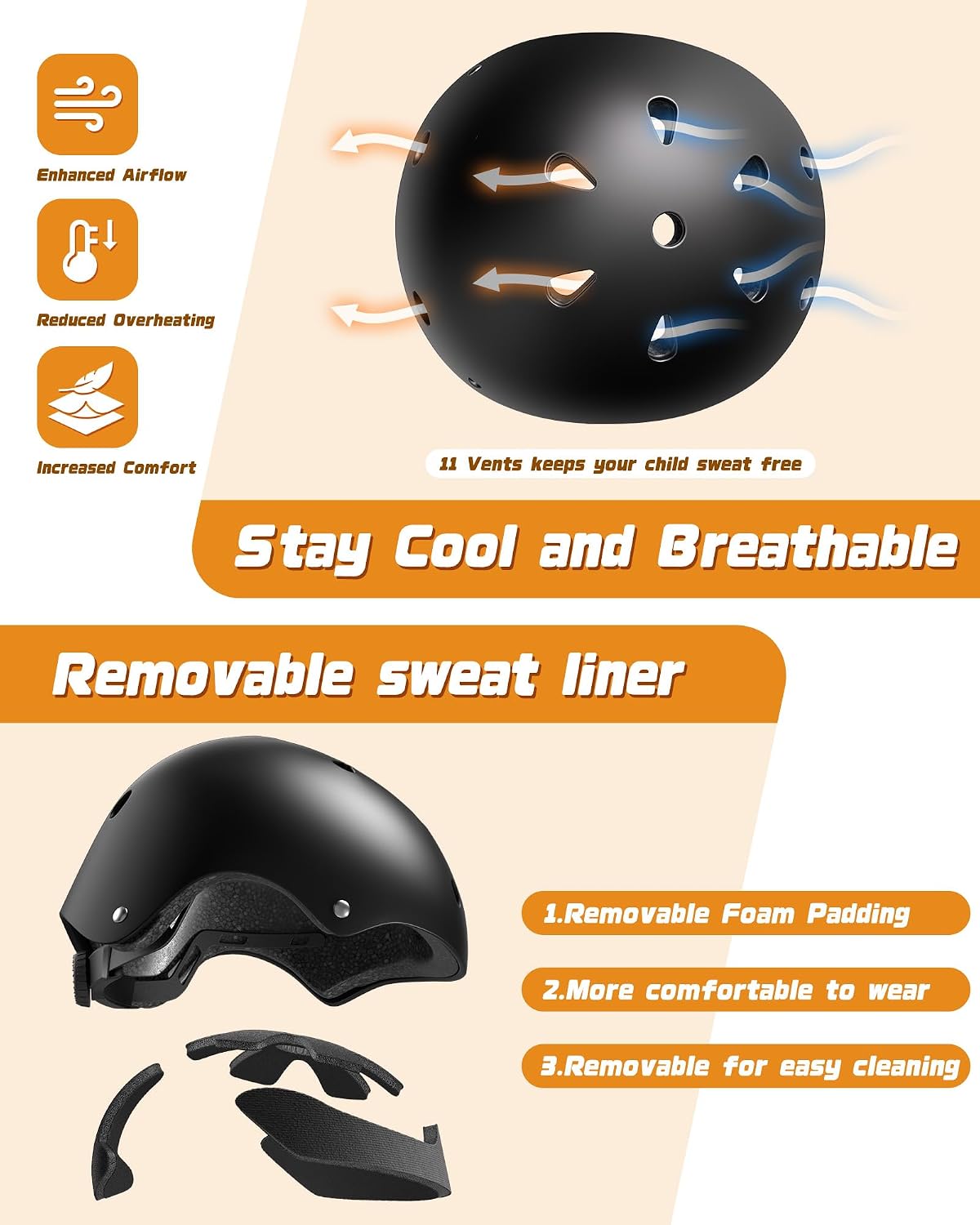 Kids Bike Helmet Set, Adjustable Helmet for Ages 2-3-5-8-14 Year Boys Girls, Toddler Pad Set with Knee and Elbow Pads