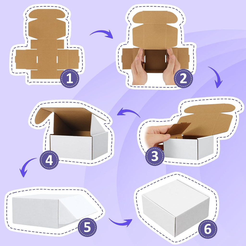 7x5x2 Small Shipping Boxes 50 Pack - White Cardboard Box Mailers, Corrugated Mailing Boxes for Packaging Small Business