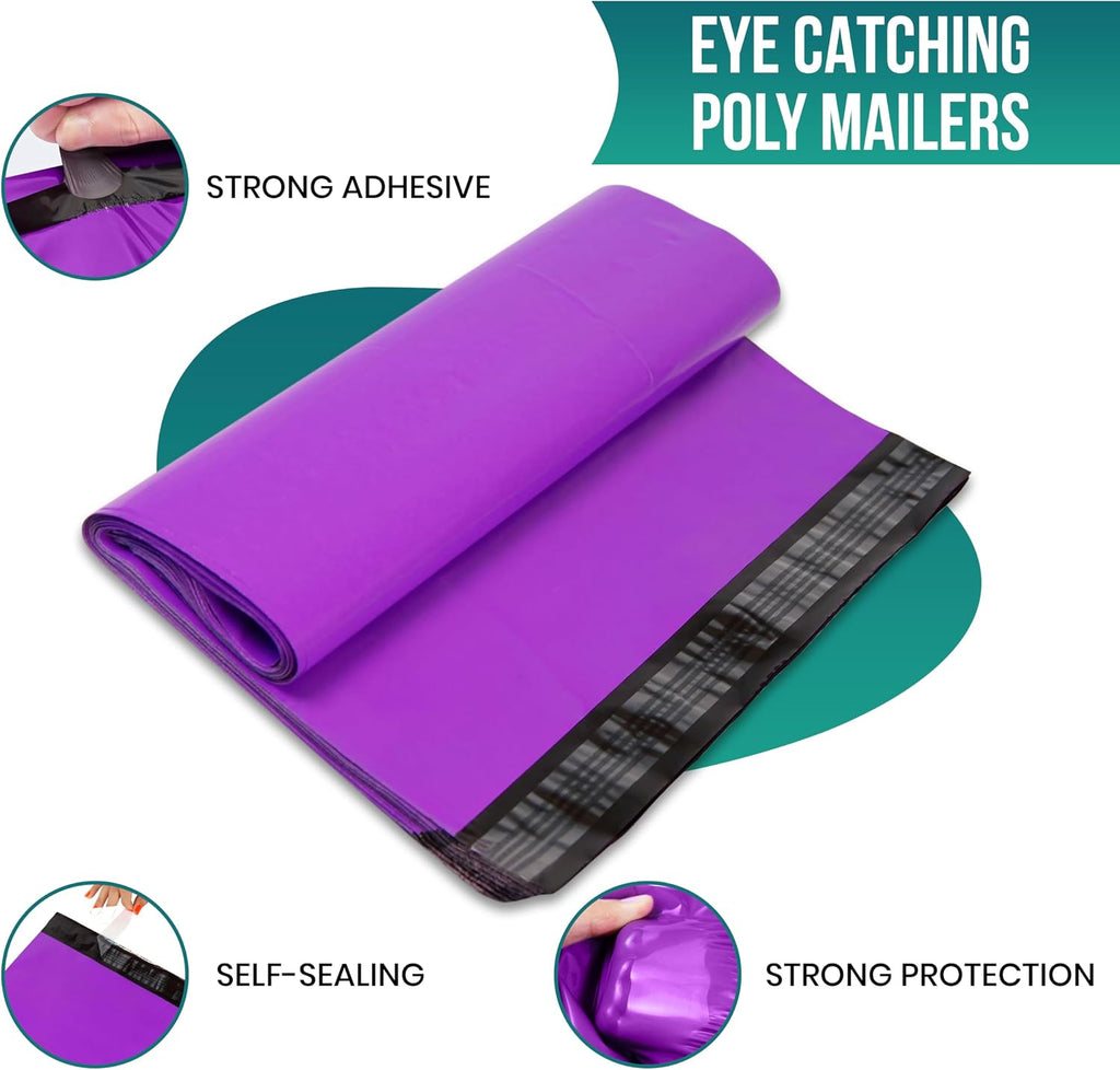 #2 7.5x10.5 [1000 Pack] Purple Poly Mailers Shipping Bags, Strong Mailing Envelopes, Multipurpose Mailers, Waterproof