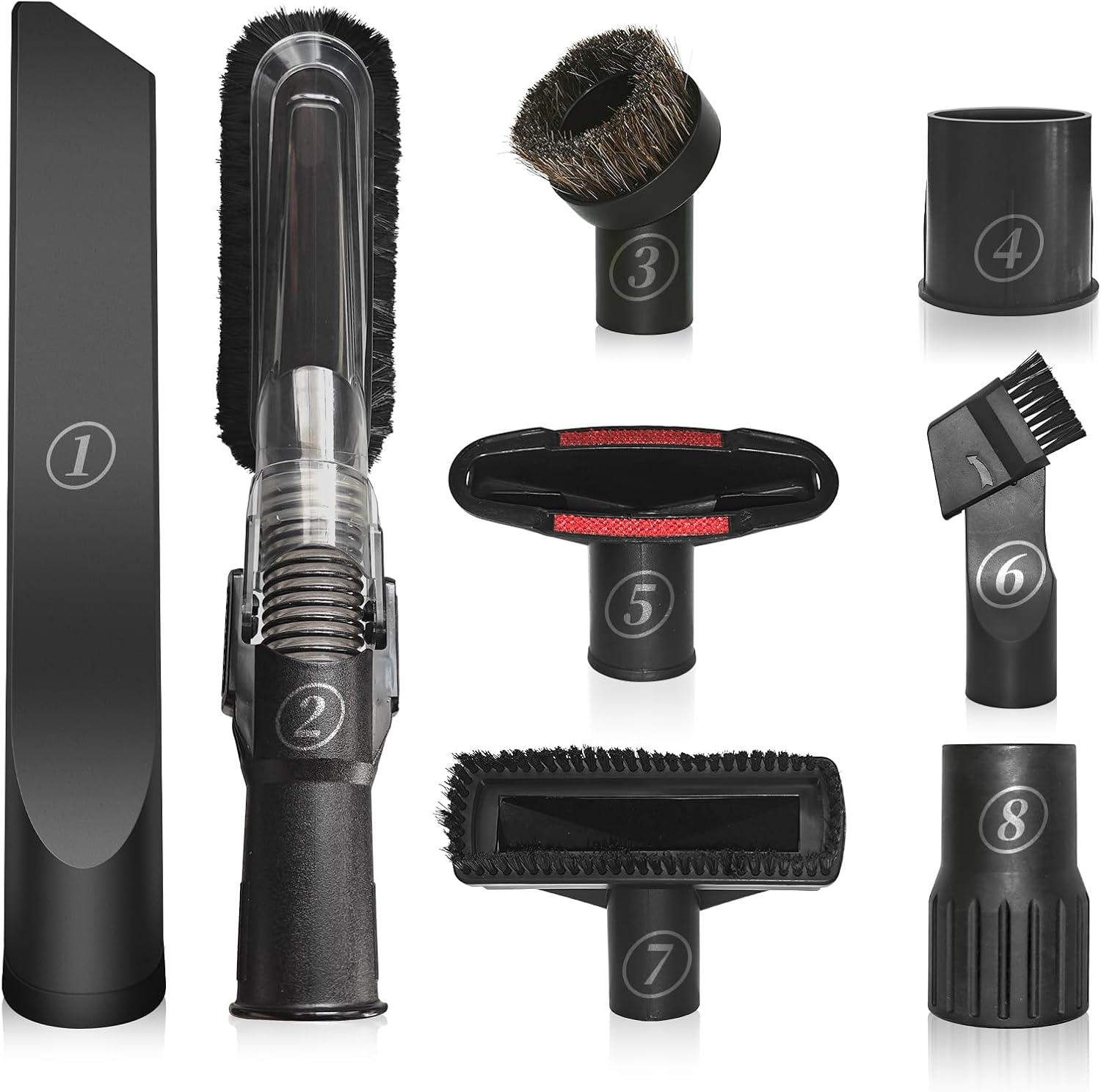 Universal Vacuum Attachments & Brushes, 8-Piece Vac Accessories | Small Portable Shop Vac Accessories with Adapter