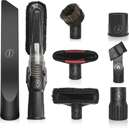 Universal Vacuum Attachments & Brushes, 8-Piece Vac Accessories | Small Portable Shop Vac Accessories with Adapter