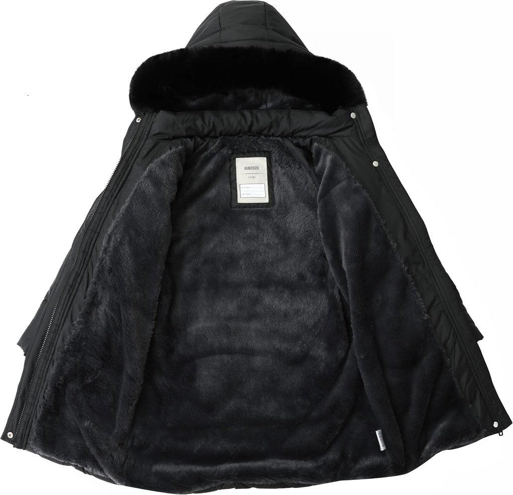 Girls Winter Waterproof Coats Hooded,Kid's Fleece-Lined Snow Parka Insulated Quilted Puffer Jacket