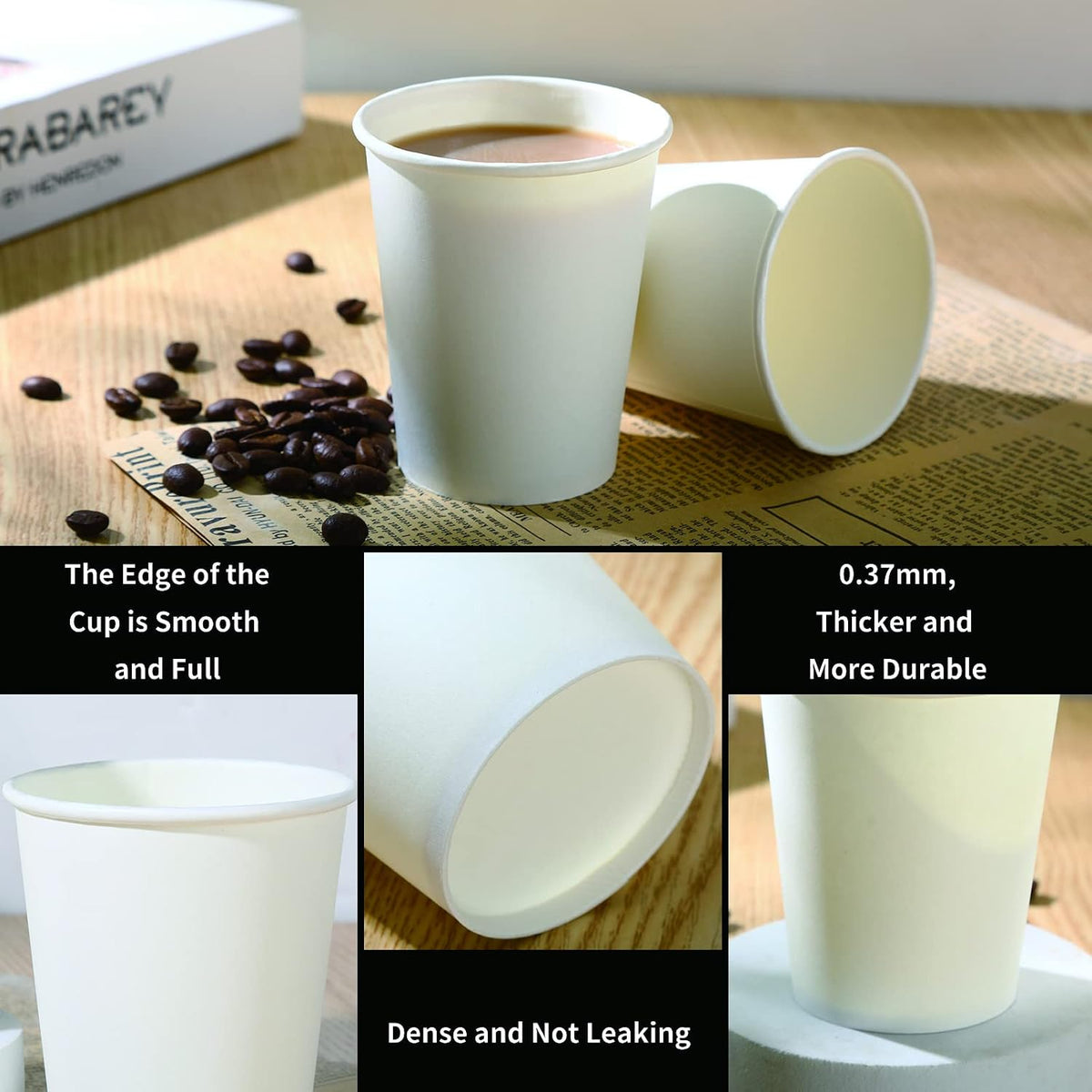 100 Park Disposable Hot Coffee Cups - Bulk 8 Oz Paper Cups, Disposable cups