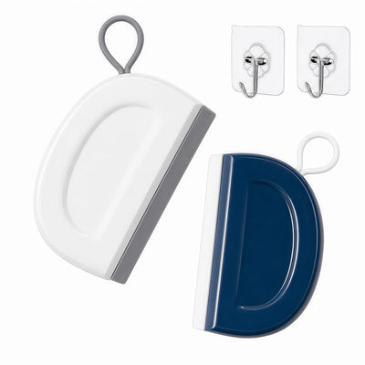 Small Squeegee, 2 Pack with Adhesive Hooks, Blue & White