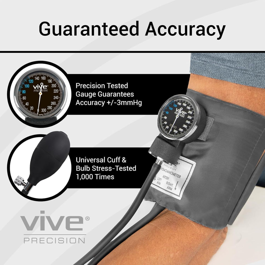 Manual Blood Pressure Cuff - Aneroid Sphygmomanometer with Case - BP Kit Monitor for Adults, Nurses - One Hand, One