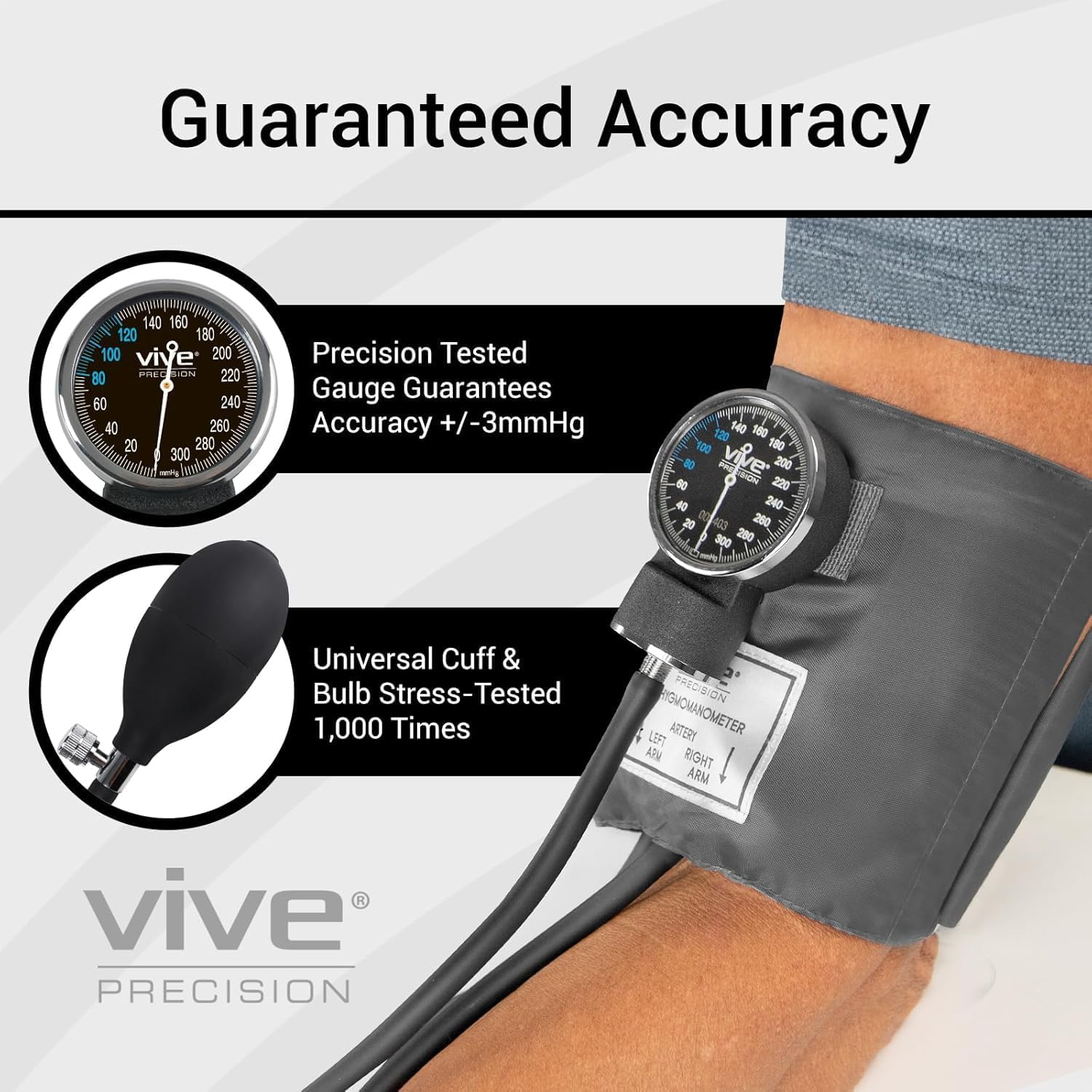 Manual Blood Pressure Cuff - Aneroid Sphygmomanometer with Case - BP Kit Monitor for Adults, Nurses - One Hand, One