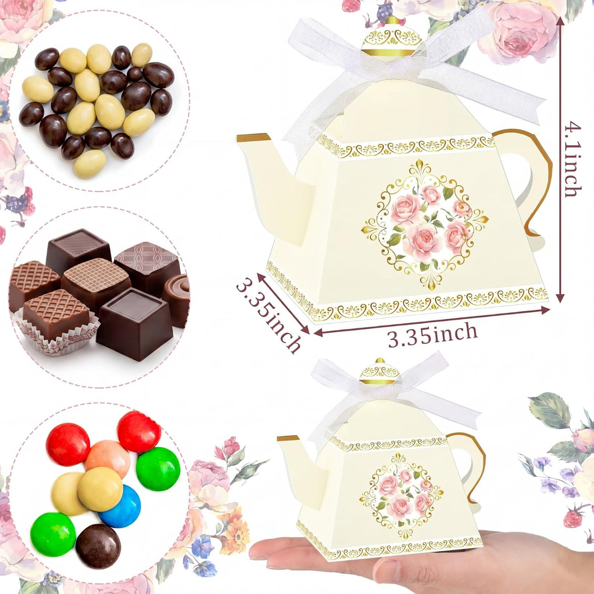 50 Pcs Summer Tea Party Favor Boxes Party Decorations, Light Yellow