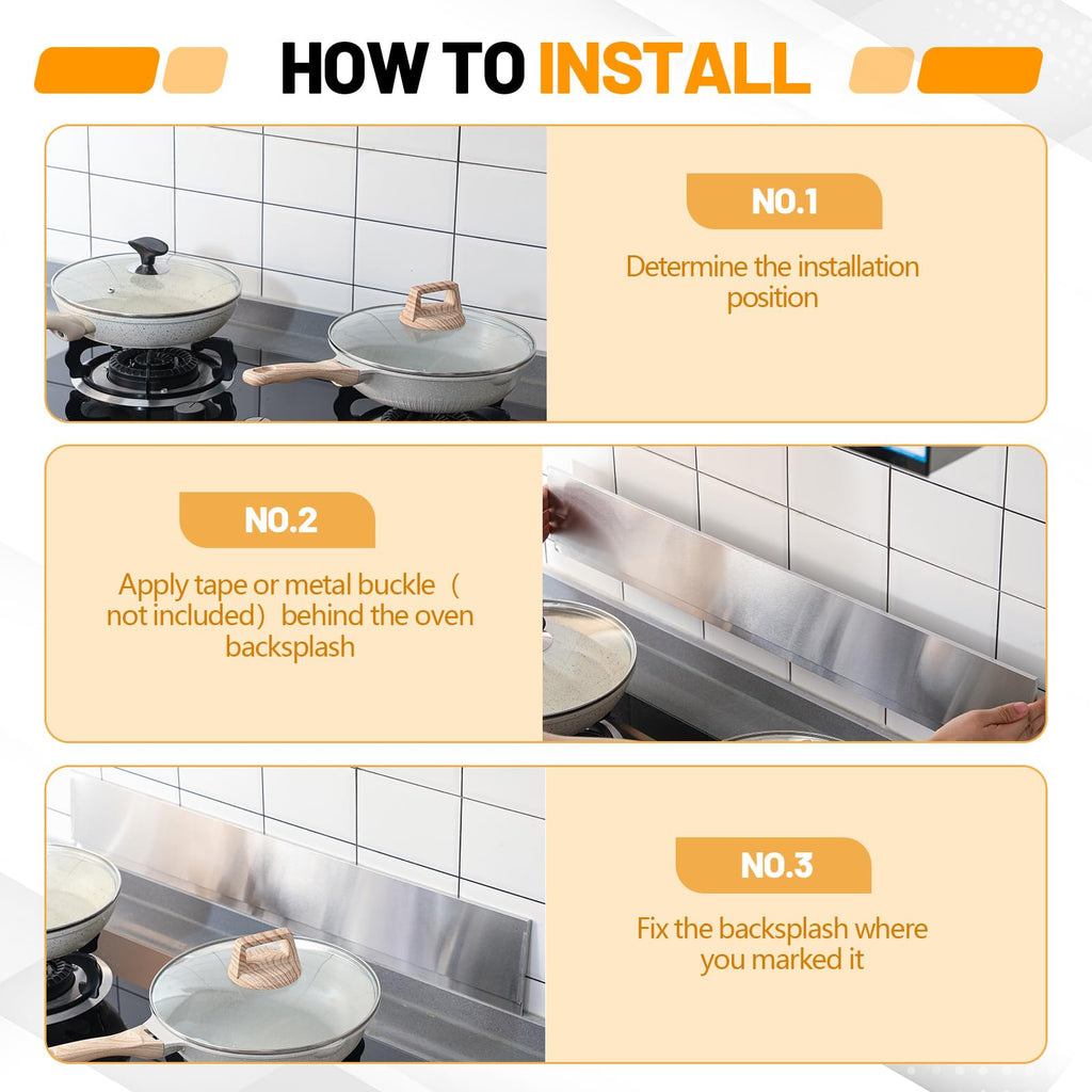 Moxweyeni Stainless Steel Backsplash for Stove, Silver, 29.75" X 4.75"