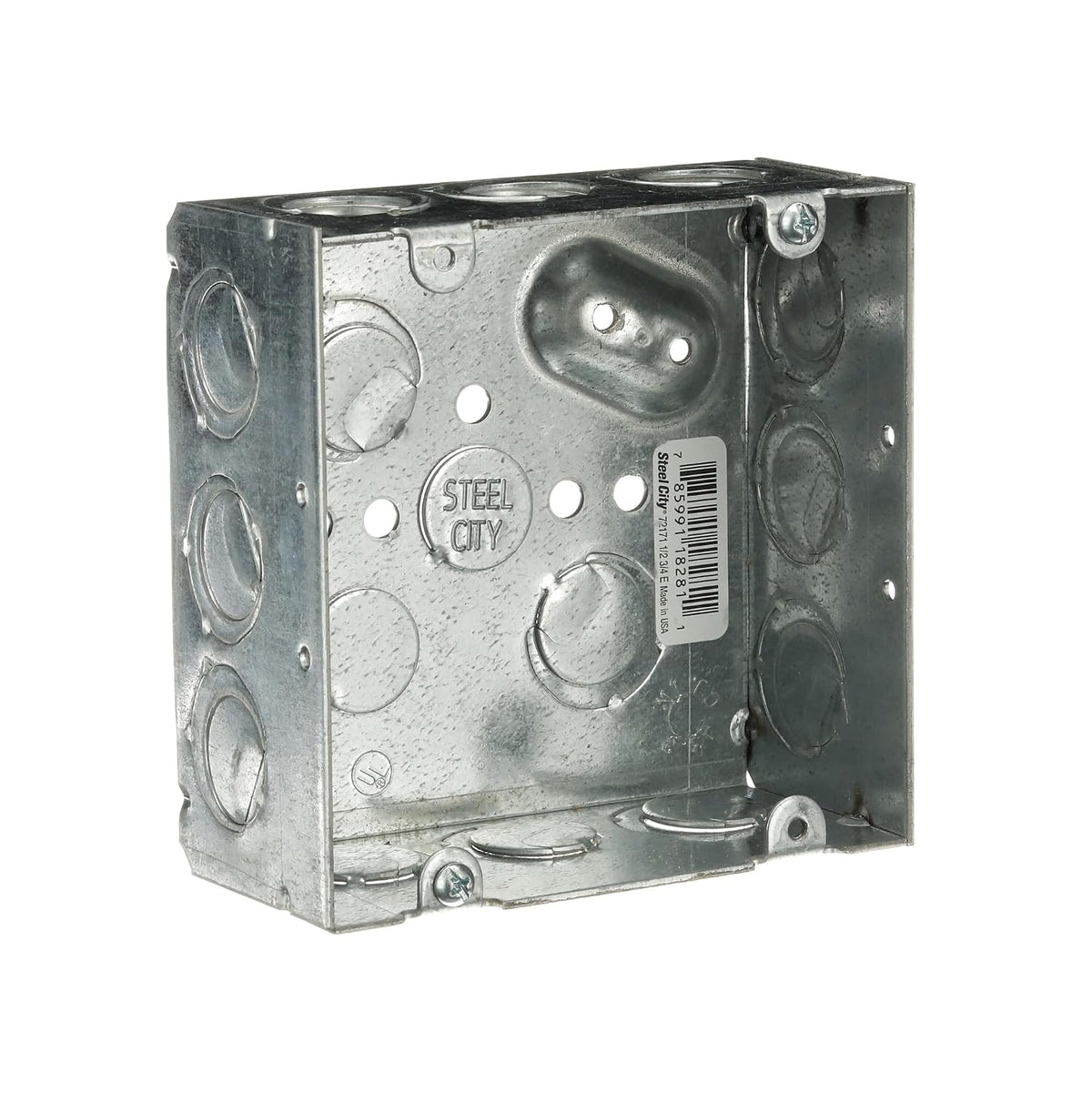 Steel City 4-11/16 Square Box, 42 Cu in, 1/2 and 3/4 in E-KO