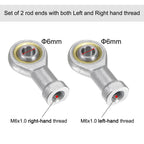 uxcell PHSA6 M6 Female Rod End Bearing Set - 2pcs of M6x1.0 Left and Right Hand Thread Rod Ends with Jam Nuts