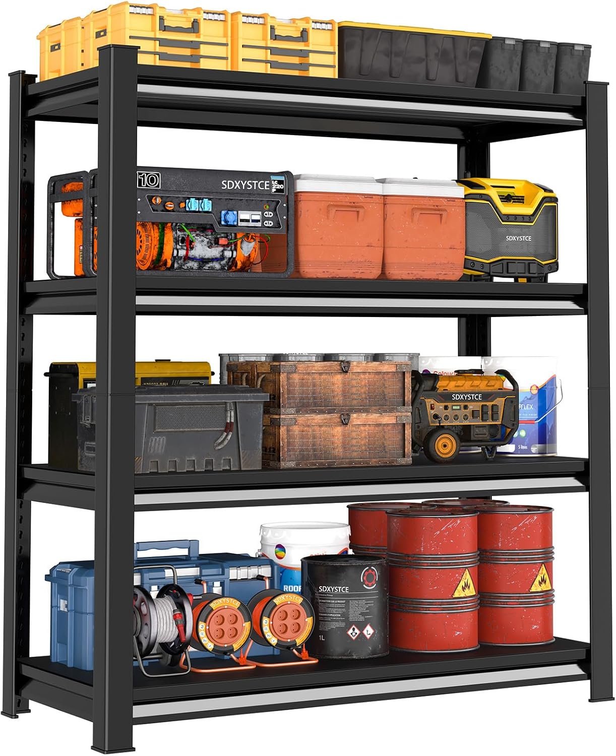 40" W Garage Shelving Heavy Duty, 1800LBS Loads Garage Storage Shelves Heavy Duty, 4-Tier Metal Shelving Units and