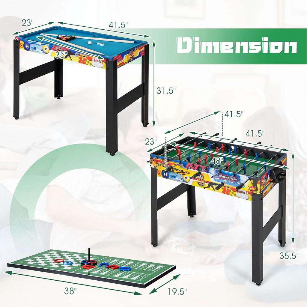 12 in 1 Multi Game Table, 48" Combo Game Table w/Billiards, Foosball, Ping Pong, Hockey, Shuffleboard, Bowling