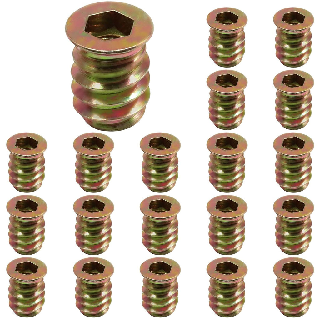 Piutouyar 20 Pcs M6x15mm Threaded Inserts Nuts for Wood