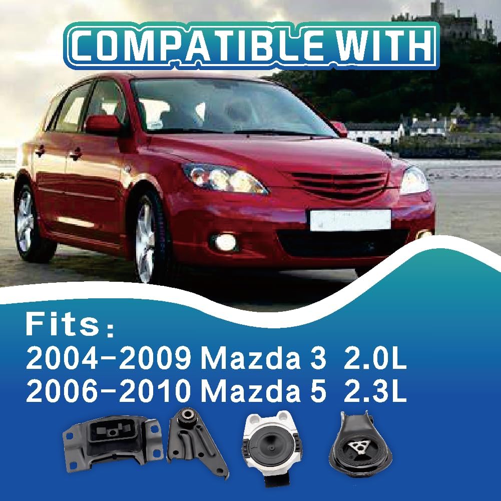 Engine Motor and Transmission Mount Kit, Compatible with 2006-2010 Mazda 5
